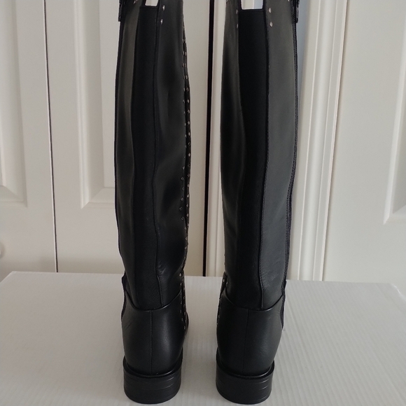 Steve Madden Steven  Comfort Black Studded Leather Riding Boots Sz 6M - Picture 12 of 15